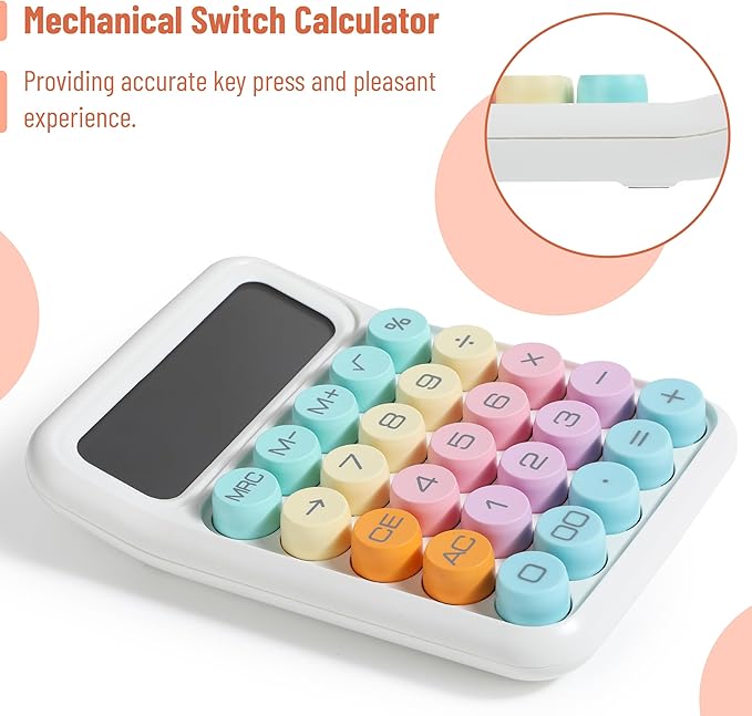 Mr. Pen- Mechanical Switch Calculator, 12 Digit Large LCD Display, Colorful with Big Buttons, Mechanical Switch Calculator for Home, School, Office