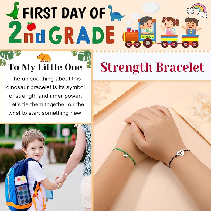 UNGENT THEM Back to School Bracelet Mother Son Dinosaur First Day of School Gifts for Boys Girls
