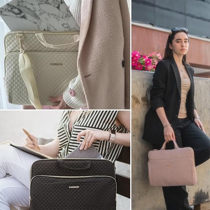 BAGSMART Laptop Case Compatible with 13-13.3 inch Notebook,Compatible with MacBook Pro 14 Inch,MacBook Air,Protective Carrying Bag with Pocket,Handles, Brown