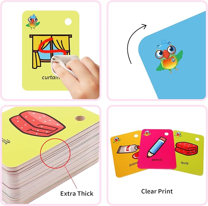 Preschool Toddler Flash Cards Sight Words with Pictures Learning Flash Cards for Kids Kindergarten 52 Pcs Articles of Daily Use with Ring(Articles of Daily Use)