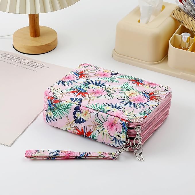 Portable Colored 72 Slots Pencil case Organizer with Printing Pattern for Watercolor Pens, Pencil Case Organizer for Artist