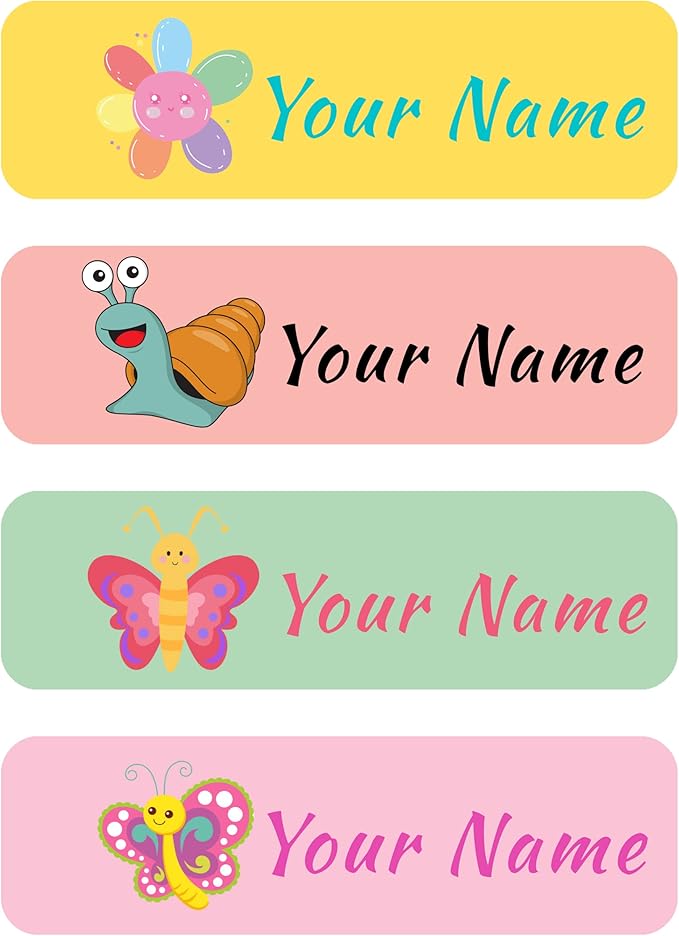 Custom Waterproof Dishwasher Safe Kid Name Labels for Daycare(128 Pack), Camp, School Supply, Baby Bottles, Lunch Boxes and Cups, Travel. Cute Personalized Design Name Stickers (Pattern 2)