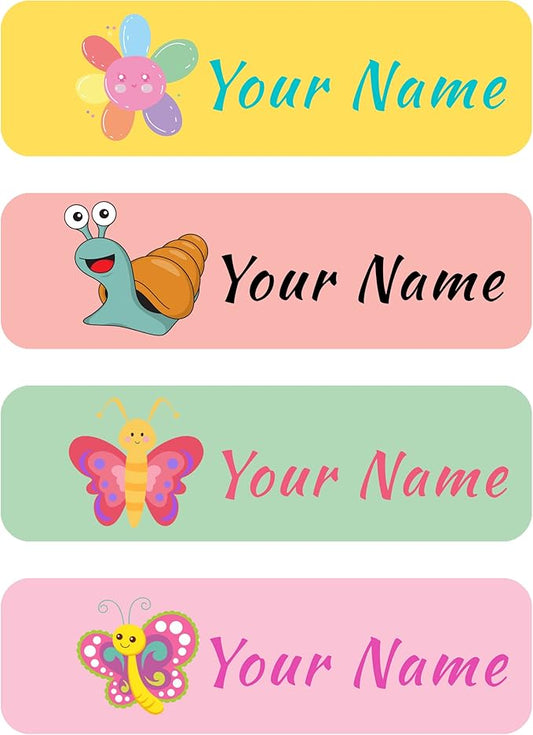 Custom Waterproof Dishwasher Safe Kid Name Labels for Daycare(128 Pack), Camp, School Supply, Baby Bottles, Lunch Boxes and Cups, Travel. Cute Personalized Design Name Stickers (Pattern 2)