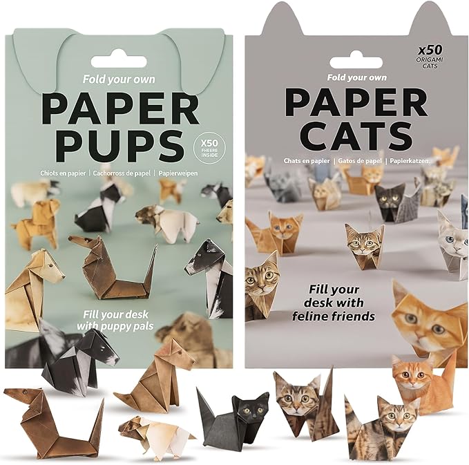 2Pcs Paper Cats Origami Kit, DIY Papers Cats and Dogs, Creative Paper Origami Cats Kit Suitable for Sports Enthusiasts and Fashion Accessories