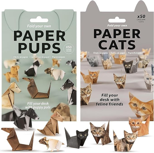 2Pcs Paper Cats Origami Kit, DIY Papers Cats and Dogs, Creative Paper Origami Cats Kit Suitable for Sports Enthusiasts and Fashion Accessories