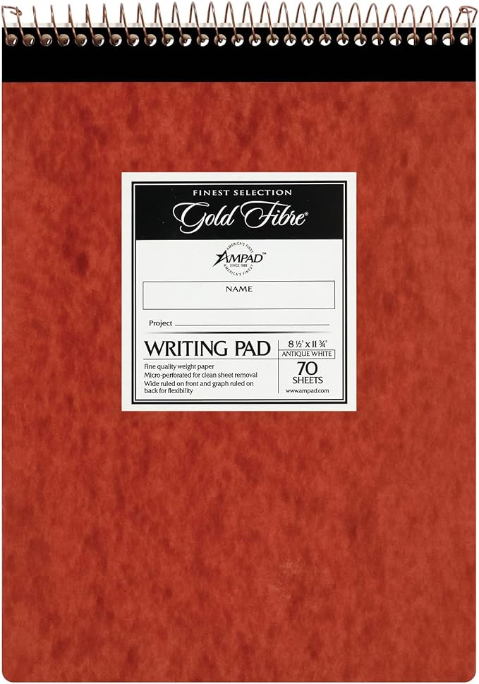 Ampad Gold Fibre Retro Pad,Wide Rule,8-1/2 x 11-3/4,White,70-Sheets/Pad (20-008R),(Pack of 12)