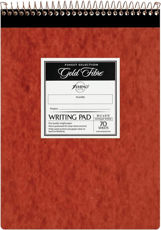 Ampad Gold Fibre Retro Pad,Wide Rule,8-1/2 x 11-3/4,White,70-Sheets/Pad (20-008R),(Pack of 12)