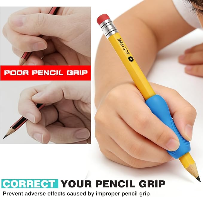 ELETIUO 6-Pack Pencil Grips,Ergonomic Triangular Design with Guiding Grooves Corrects Grip,Soft Silicone & Non-Slip Texture,Universal Fit for Kids&Adults Left/Right Handed Writing,Drawing