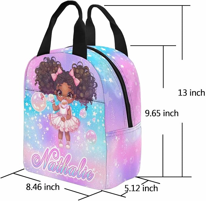 M YESCUSTOM Personalized Girls Backpack Lunch Bag Custom Colorful Kids Backpack for Elementary Preschool School, Waterproof Daypack Back Pack for Girls Cute Travel Bag Water Bottle