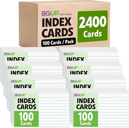 2400 PCS Index Cards Bulk, 3x5 Flash Cards for Studying, White Notecards Lined, Ruled Index Cards for School, Home and Office, 100 Per Pack, (24 Pack)