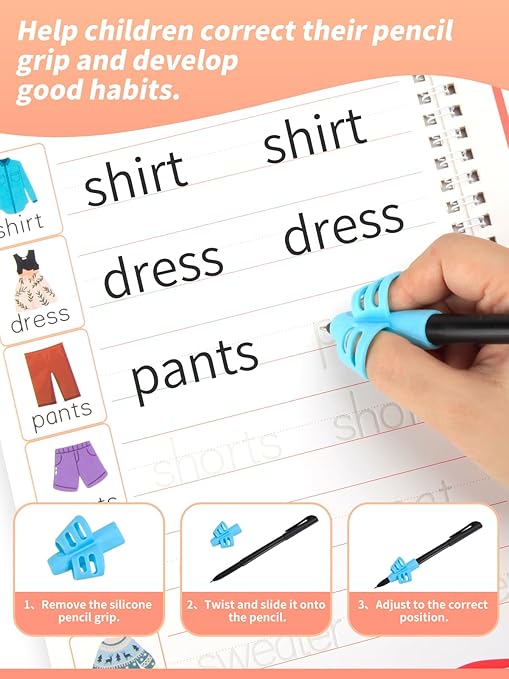 Magic Grooved Writing Practice for Kids Ages 3-8, Reusable Handwriting Workbooks for Preschool Learning, Letters Numbers Math & Drawing Tracing Books with Disappearing Ink Pens, Educational Gift