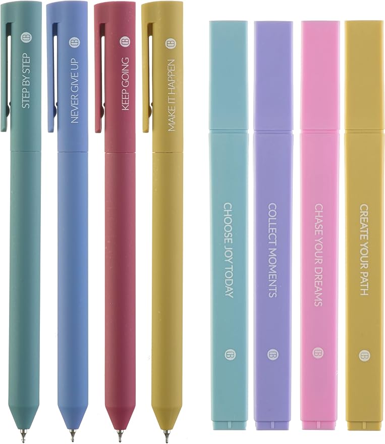 DIVERSEBEE Aesthetic Highlighters and Gel Pens, No Bleed (Create) | 8 Pack Pastel Bible Highlighters, Assorted Colors Cute Journaling Pens, Bible Study Supplies, Bible Markers