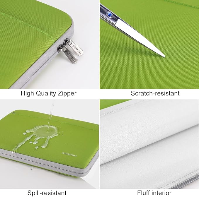 DOMISO 14 inch Laptop Case Sleeve Protective Cover Compatible with 15 inch MacBook Air M4 M3 M2,MacBook Pro,14-15 inch HP Dell ASUS Lenovo Chromebook,Waterproof Computer Cases Bag,Tender Green