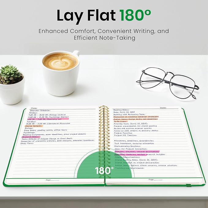 ZOTIA Lined Spiral Journal Notebook for Women, A5 College Ruled Journals for Writing, Hardcover Notebooks for Work, Note taking and Office School Supplies,140 Pages - Racing Green