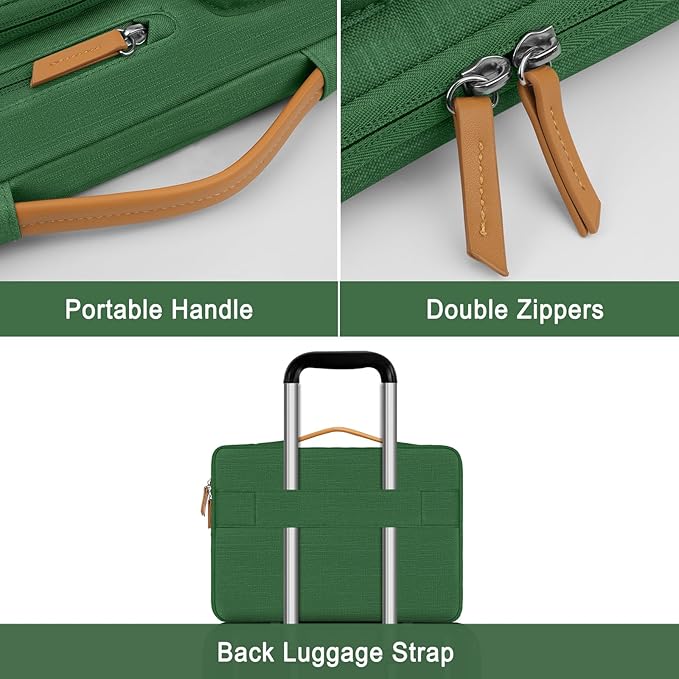 MOSISO 360 Protective Laptop Case 16 inch, 15-15.6 inch Laptop Sleeve Compatible with MacBook Pro 16, HP Acer Dell Lenovo ASUS, Side Open Carrying Case with 4 Zipper Pockets&Handle, Jungle Green