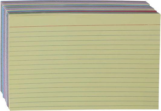 Amazon Basics Ruled Color Index Cards for Studying and Note-Taking, 5" x 8", 300 Count, Assorted Colors