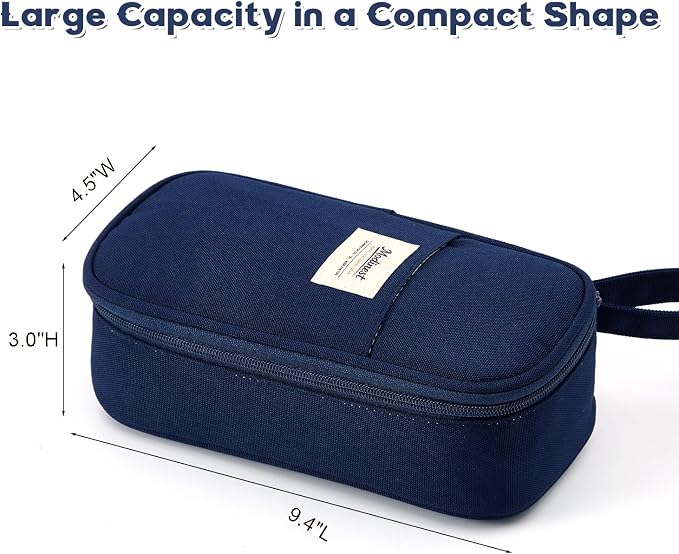 Pencil Case Pouch, Large Capacity Pen Bag Organizer, Cute Aesthetic Pencil Box for Girls Boys Kids, Back to School Supplies, Teacher Supplies Classroom Essentials, Navy Blue