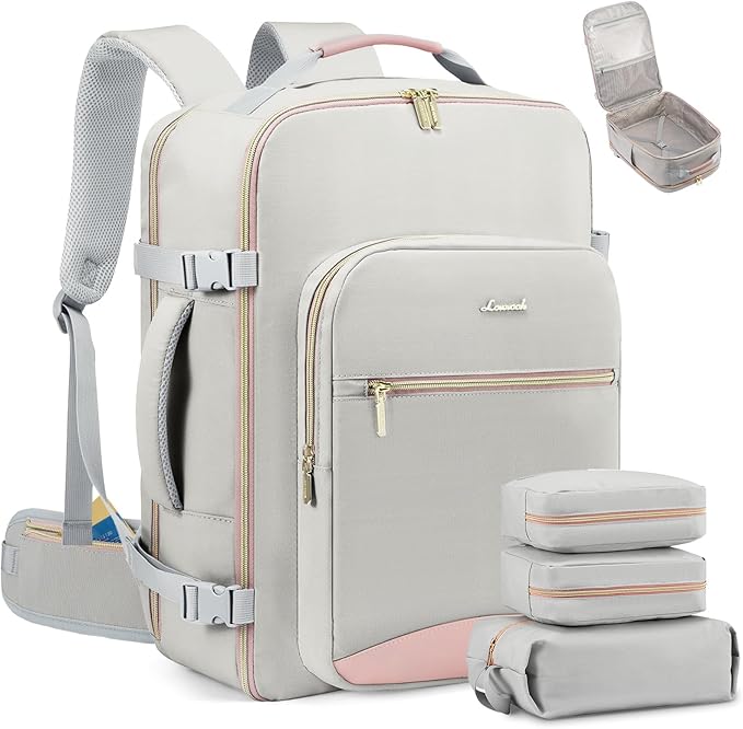 LOVEVOOK 40L Travel Backpack with Waist Strap,Flight Approved Carry on Backpack,Waterproof Personal Item Travel Bag,TSA Carry on Luggage Suitcase Travel Essentials,Gifts for Women & Men,fit 17" Laptop