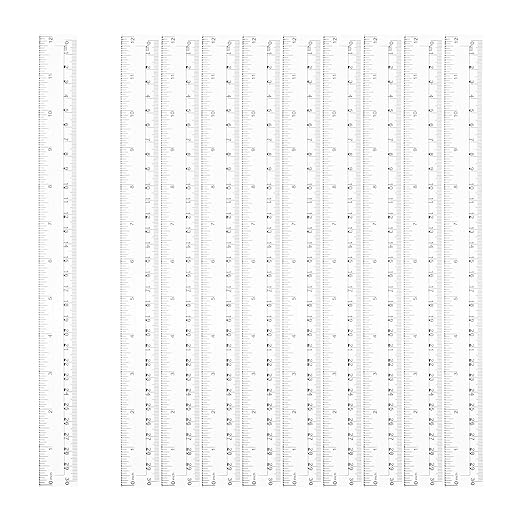 HARFINGTON 20pcs Plastic Rulers 12" (30cm) Clear Straight Ruler Measuring Tool Inches and Centimeters for Home Office Classrooms Drafting, Clear