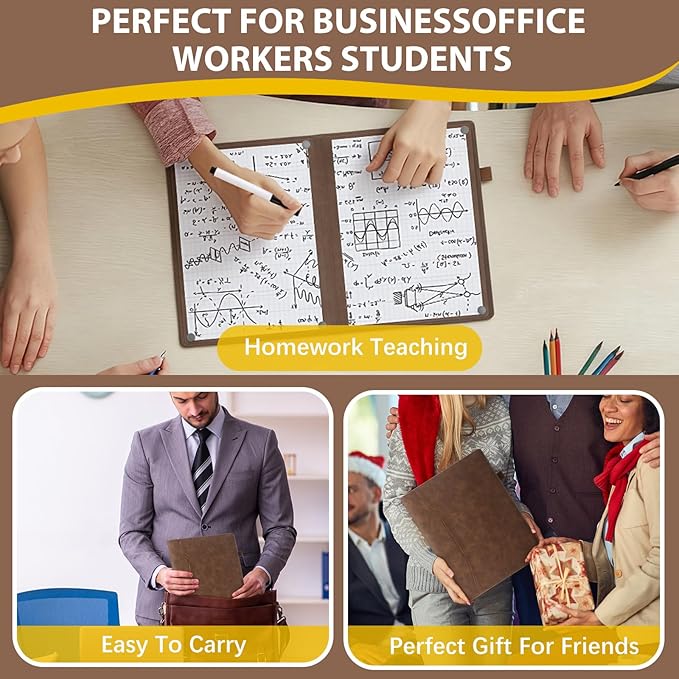 Feifeiya 6 Sides Dry Erase Notebook Portable White Board 12"x9"(a4) Travel Dry Erase White Board Notebook Foldable Anti-ghosting Surface for Office, School, Study, Travel & Business Meeting Planning