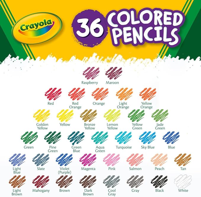 Crayola Colored Pencils (36ct), Kids Pencil Set, Pre-Sharpened Coloring Book Pencils for Kids & Adults, Arts & Crafts Supplies, Coloring Gift, Ages 3+ (Pack of 12)