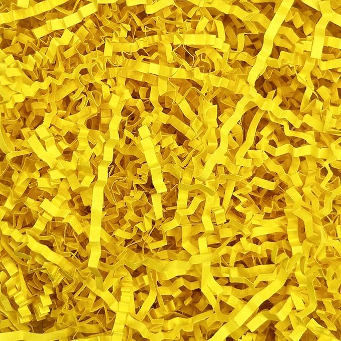 3LB Lemon Yellow Crinkle Cut Paper Shred Filler, Paper Shreds for Basket Fillers, Birthday, Gift Wrapping, Anniversary, Wedding, Halloween, Thanksgiving, Christmas Gift Decor Party Filler