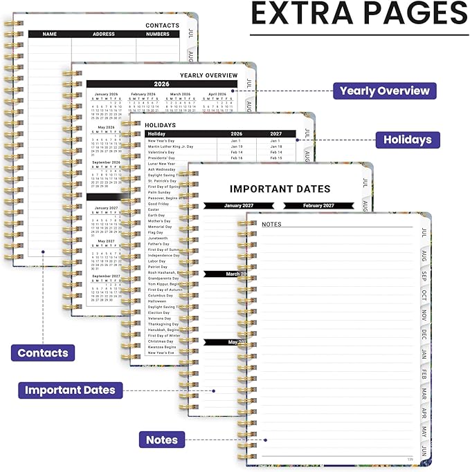 Planner 2026-2027, Monthly and Weekly Academic Planner July 2026 - June 2027, Hardcover Student Teacher Planning Agenda Calendar Book with Tabs, Perfect for Office School Supplies, A5 (6.3" x 8.5") - Lavender Dusk