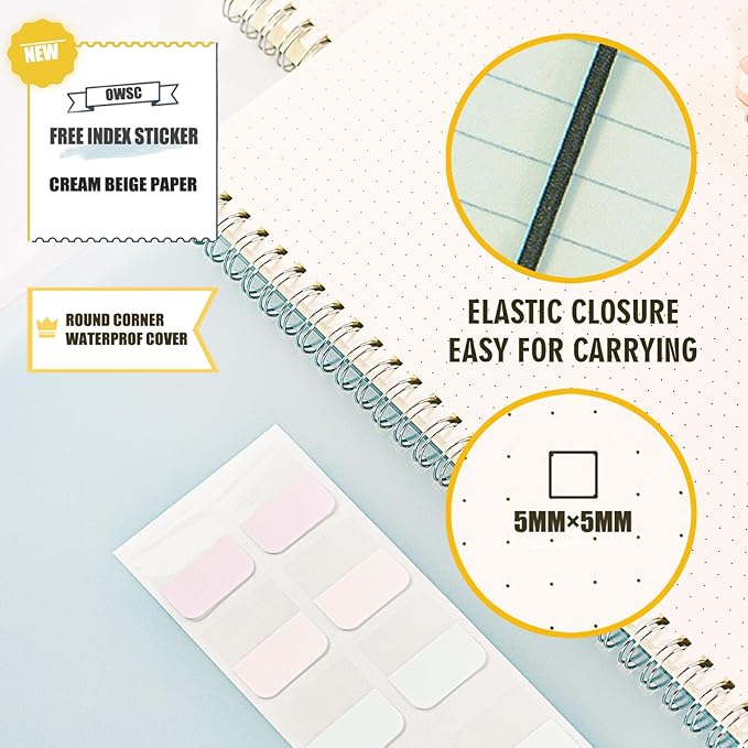 OWSC 3 Pack Dot Notebook, 8.5 x 11 Inches Spiral Notebooks for Work, School and Journal with 110 GSM Journal Dotted Paper, Large Notebook with 80 Sheets/160 Pages, Hardcover Dot Journal Notebook
