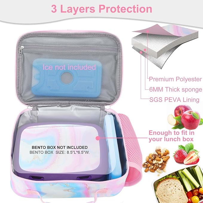RHCPFOVR Kids Lunch Bag - Insulated Lunch Box for Boys Girls,Washable Lunch Bag and Reusable Toddler Leak-proof Lunchbox for School and Daycare