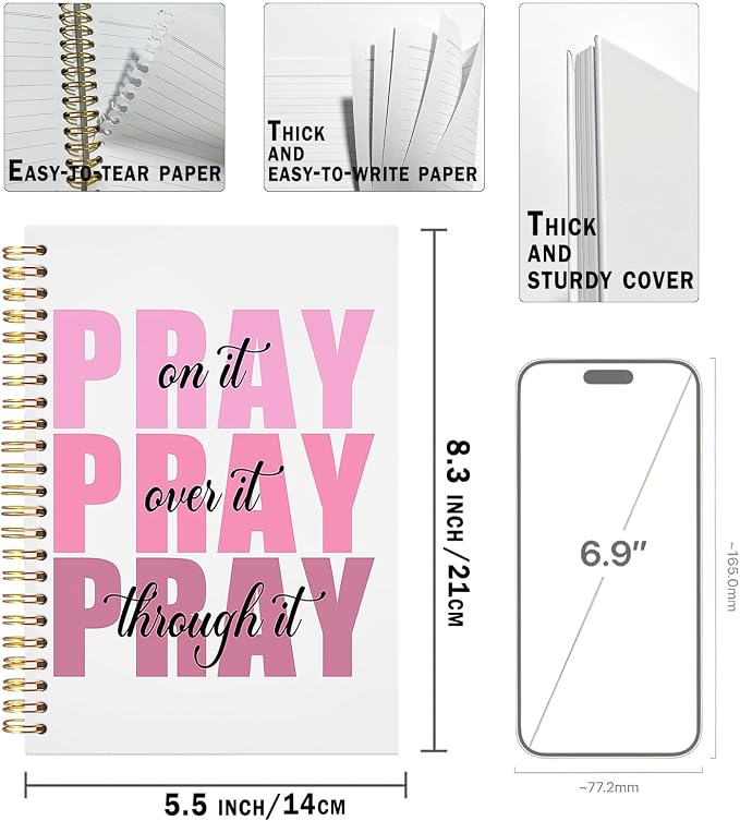 UTELKA Pink Christian Notebook, Prayer Bible Spiral Notebook 5.5x8.3