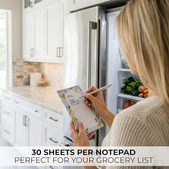 Beautiful Magnetic Notepads for Fridge - Set Of 6 Modern Note Pads with Lined Pages to Easily Write Notes & Make Grocery/Shopping Lists - Cute To Do List Pad w/ Strong Magnets for Your Refrigerator
