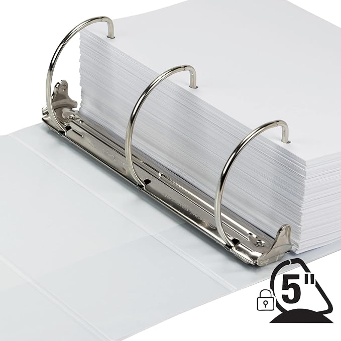 Samsill Plant-Based 5 Inch Durable D- Ring, View Binder, Eco-Friendly, USDA Certified Biobased, White