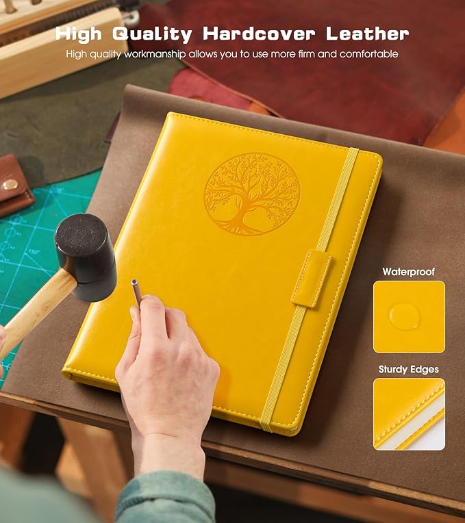 Lined Journal Notebook for Women Men,256 Thick Pages,A5 Hardcover Vintage Leather Journal for Writing,Travel,Business,Work, School,College Ruled Notebooks for Note Taking,Daily Diary 5.7"×8.3"