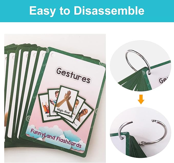 Lilias Gestures Flash Cards, Toddler Learning Toys, Preschool Learning Toys, Homeschool Supplies, Learning Supplies for Kindergarten, 4.3 X 3.14 Inch, 26 Cards in Set
