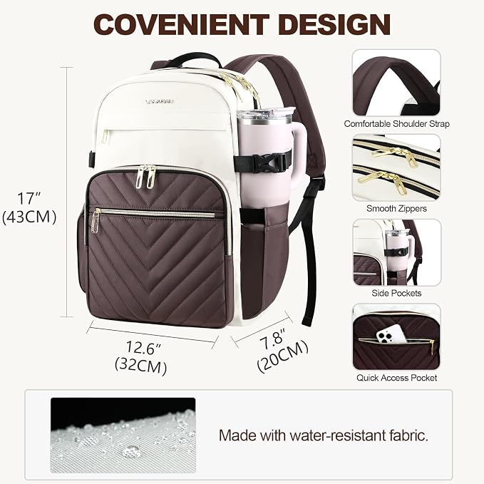 VANKEAN 15.6 Inch Laptop Backpack for Women Large Capacity | Waterproof Backpacks Stylish Travel Bags Casual Daypacks for College, Business