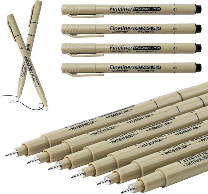6-Pack Extra Fine Point Writing Pens - 0.25mm Ultra Thin Pen - No Bleed Micro Line Tip Fineliner - Smooth Waterproof Gel Felt Ink Markers Stuff - Bible Journaling Study & Office Supplies