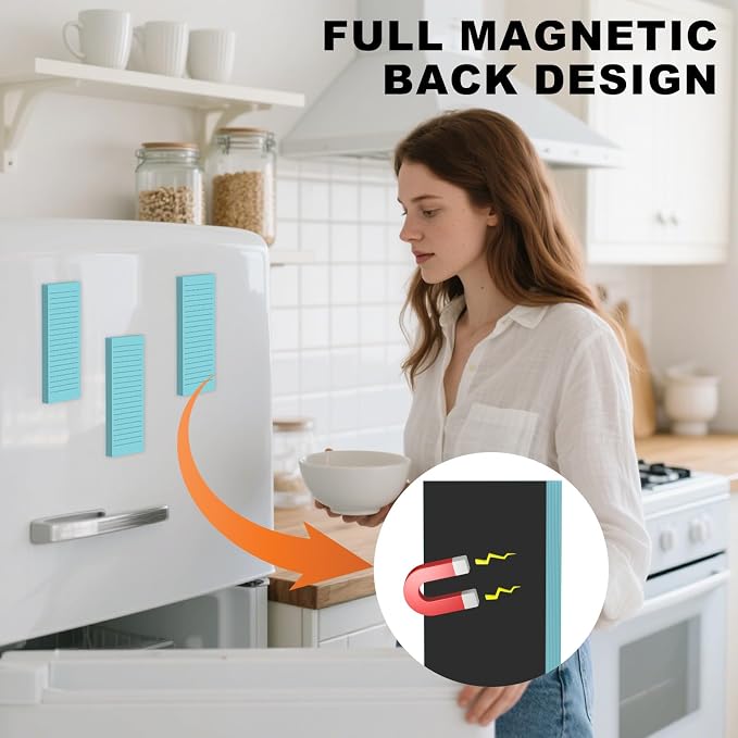 Nichela Magnetic Notepads Note Pads for Fridge with Full Magnet Back, 180 Sheets Blue Lined Refrigerator Notepad, 30 Sheets Per Pad for Grocery List, Shopping List, Office, Home, To-Do Lists & Memos