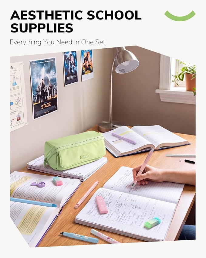 Four Candies 36PCS Mechanical Pencil Set with 624 Lead Refills(Light Green) | 0.5mm, 0.7mm, 0.9mm & 2.0mm Mechanical Pencils, Aesthetic School Supplies for Writing, Drawing, Drafting and Note-Taking