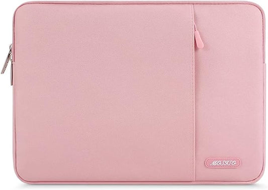 MOSISO Laptop Case 16 inch, 15-15.6 inch Laptop Sleeve Compatible with MacBook Pro 16 M5 M4 M3 M2 M1, HP Acer Dell Lenovo ASUS, Polyester Vertical Computer Sleeve Bag with Pocket, Pink