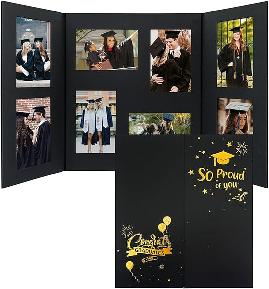 GMFrames Graduation Picture Frame Photo Display Board Multi 4"x6" Memory Portfolio Album for Senior High School, College or University Graduation Photographs Black