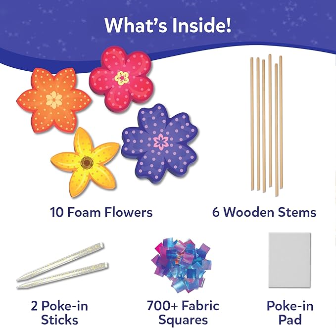 Skillmatics Poke-in Art - Flower Bouquet, DIY Wood Craft Kit, Mess-Free Creative Play for Girls and Boys Ages 4, 5, 6, 7, 8, 9, Fine Motor Skills, Screen-Free Fun