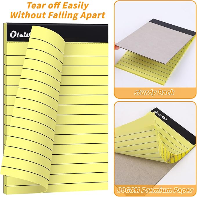 Oleitodh 3x5 Notepads – 48 Pack Yellow Memo Pads Small Writing Pads with Perforated Lined Pages, Mini Note Pads 30 Sheets per Lined Note Pads 3x5, Pocket Notepads for Office School Home Supplies
