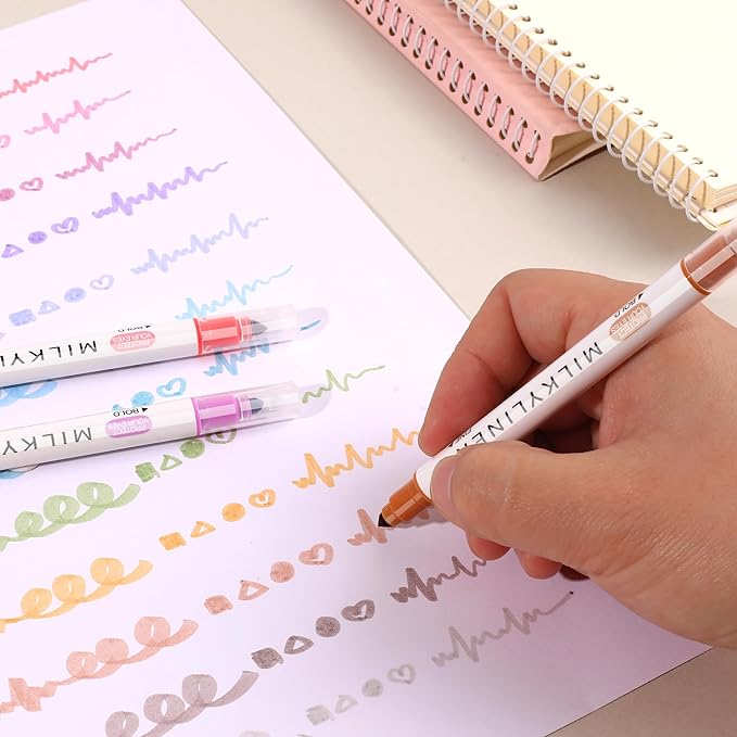 HANKU Pastel Highlighters 12 Pack, Dual Tip No Bleed Bible Highlighters Assorted Colors, Retro Color Highlighter Markers for Bible Study Journaling Back to School Office Supplies