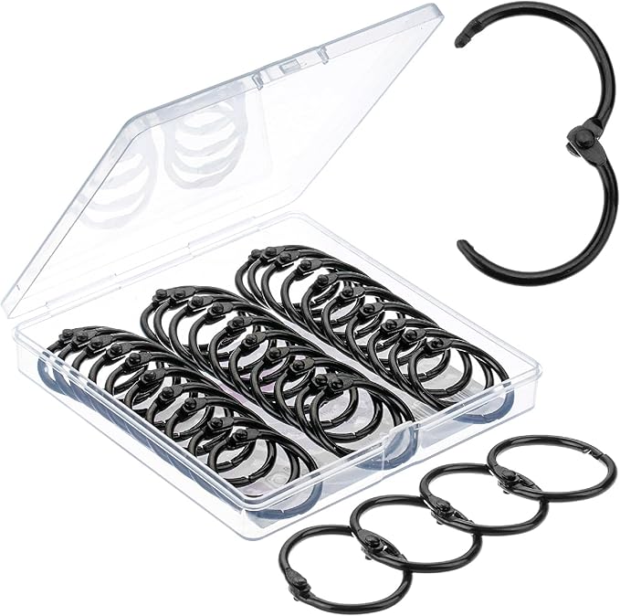 Mr. Pen- Loose Leaf Binder Ring, 1 Inch, 40 Pack, Metal Loose Leaf Binder Book Rings for Books and Index Cards, Scrapbook, Keychains, School, Home, Office, Black