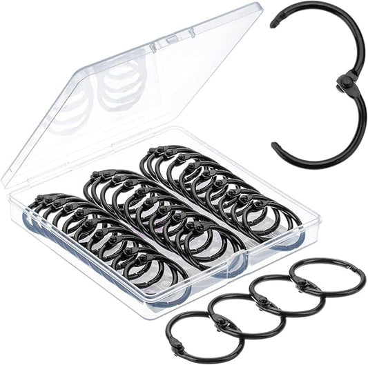 Mr. Pen- Loose Leaf Binder Ring, 1 Inch, 40 Pack, Metal Loose Leaf Binder Book Rings for Books and Index Cards, Scrapbook, Keychains, School, Home, Office, Black