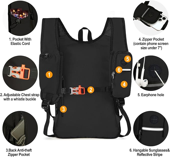Seektop 15L Small Hiking Backpack for Women Men, Lightweight Hiking Daypack | Water Resistant, Foldable Packable Back Pack with Phone Pocket for Travel Camping Outdoor