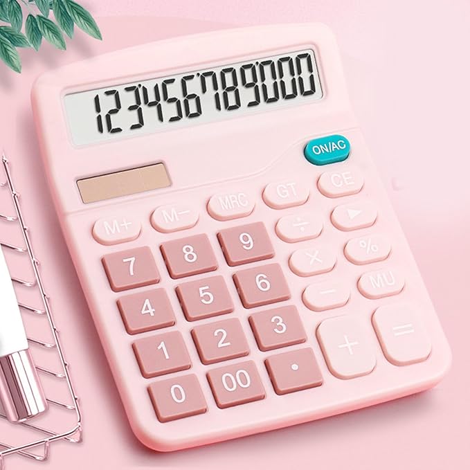Calculators Desktop,Dual Solar Power and Battery 12 Digits Big Buttons Basic Calculator with Large LCD Display,4 Function Calculators for Office School Business Students Home