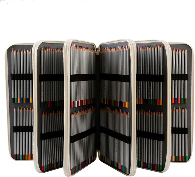 Portable Colored 480 Individual Slots Pencil case Organizer with Printing Pattern for Watercolor Pens or Markers, Pencil Case Organizer for Artist