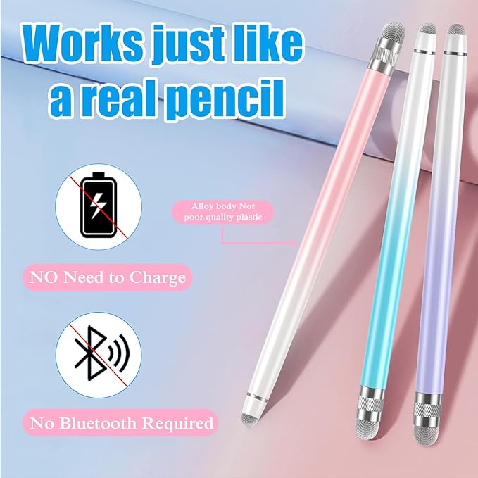 Bopomofo 3PCS Stylus Pens for Touch Screens,Stylus Pen for iPhone/iPad/Tablet Android/Microsoft/Surface,Compatible with Touch Screens(Purple/Pink/Blue)