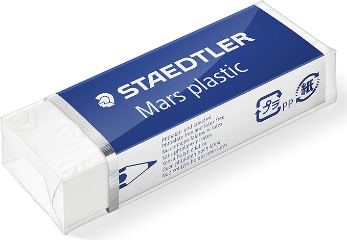 STAEDTLER Mars Plastic Vinyl Erasers (20-Pack), White Erasers for Clean & Precise Results - Latex-Free, Minimal Crumbling